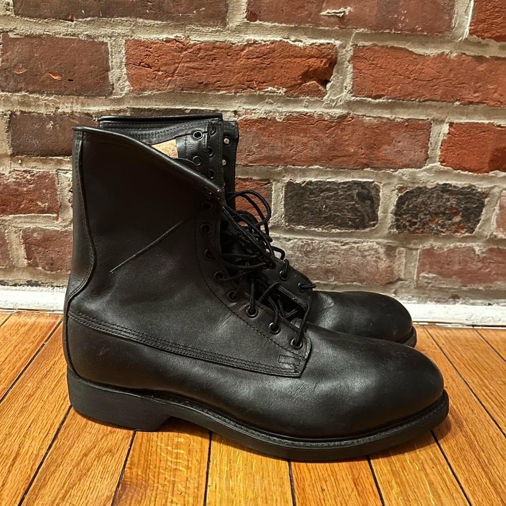 Black Leather Men's Air-force Boots Vintage 1980s